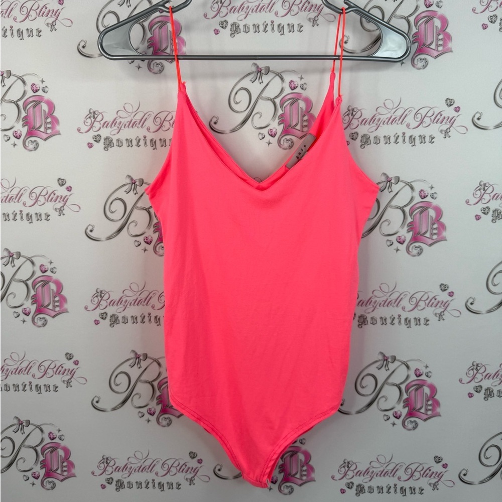 Gaze bodysuit one piece onesie neon bright snap button Pink Bodysuit strappy